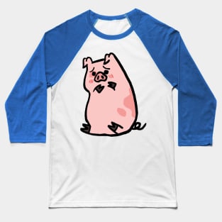 Cute Cartoon Piggy Blushing Baseball T-Shirt